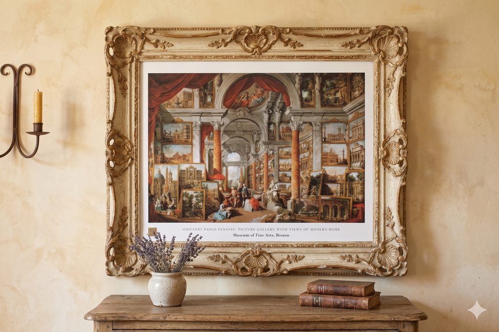 Giovanni Paolo Panini - Picture Gallery with Views of Modern Rome  (31.25 in x 23 in.5)