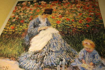 Claude Monet - Camille Monet and a Child in the Artist's Garden in Argenteuil (27.5 in x 19.75 in)