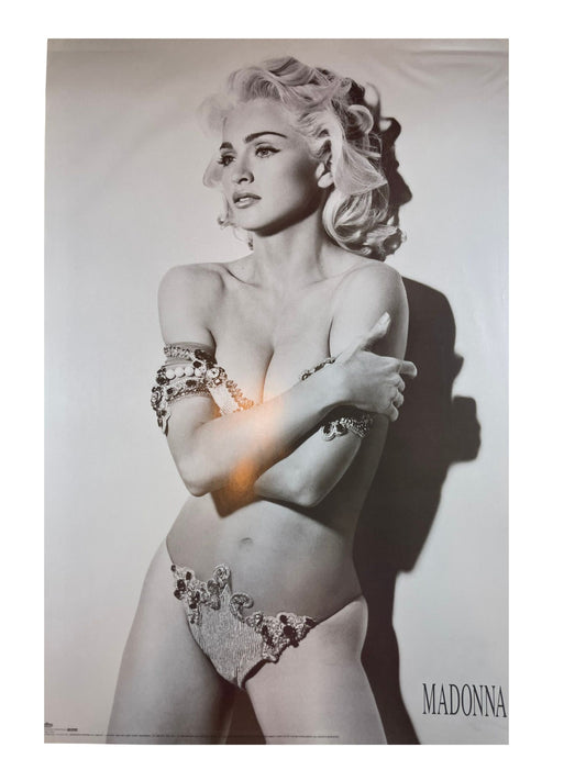 Vintage Madonna Poster | Iconic Black and White Glamour Photography Print | 1990s Pop Queen Wall Art | Retro Music Memorabilia Decor